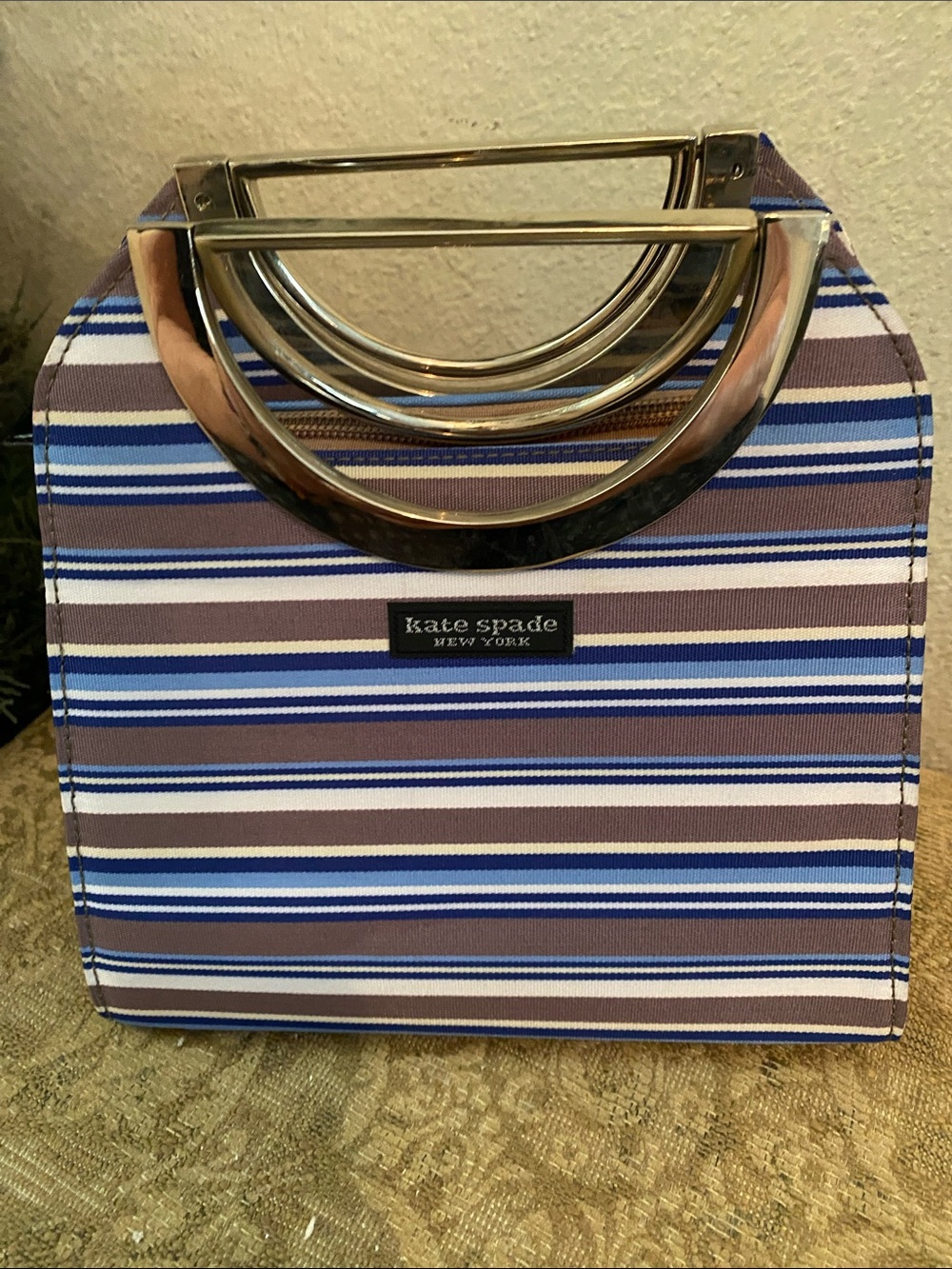 kate spade Striped Mini Top-Handle Bag in Blue and Brown